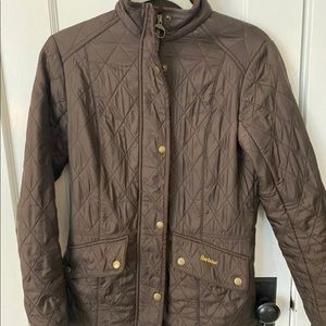 Brown Barbour quilted Calvary fleece jacket
